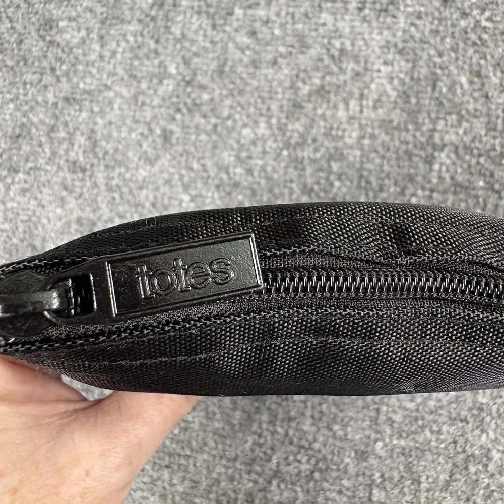 Y2K TOTES Black Nylon Tote Bag Collapses Into Small Zip Pouch Casual Utility VTG